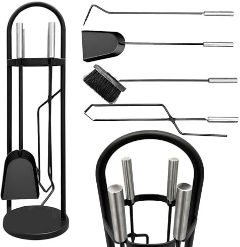 DanDiBo Kaminbesteck Modern Schwarz 5 Teilig Set 96573 Kaminset Kamingarnitur Ofenbesteck