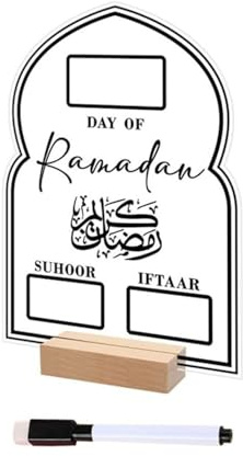 Ramadan Adventskalender, Acryl Countdown Kalender Acryl Ramadan Countdown Kalender für Ramadan Kareem Tischdekoration (E)