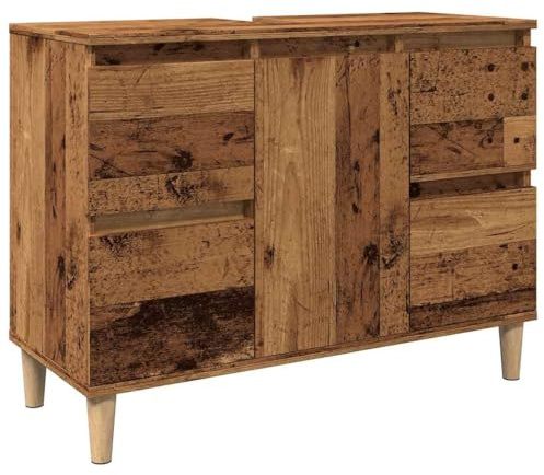 vidaXL Waschbeckenunterschrank Altholz-Optik 80x33x60 cm Holzwerkstoff