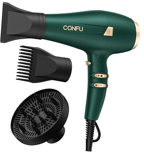 CONFU Föhn Ionen 2400W Haartrockner mit Diffusor, Professioneller Haarfön Schnelltrocknend, 3 Heiz- und 2 Geschwindigkeitsstufen für Hause Salon Reis