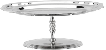 HUSHUI Footed Dessert Serving Tray 304 Stainless Steel Oval Footed Display Serving Plate for Ice Cream Salad Fruit