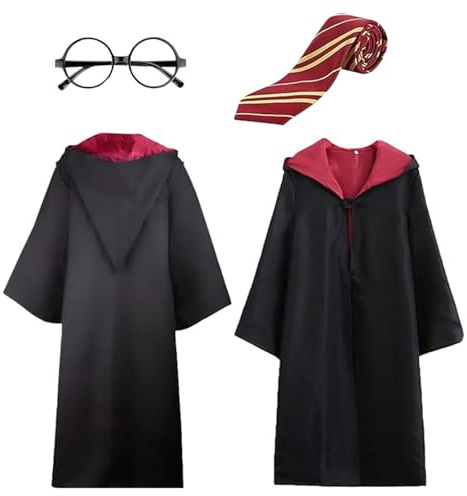 Disfraz de Cosplay Harry, 5 PCS D-isfraz de Cosplay de Mágico, Uniforme Harry, Disfraz de Mago Cos-play para Niños, D-isfraz Mago College Cosplay, Robe Wizard Cos-play para Halloween Navidad Carnaval
