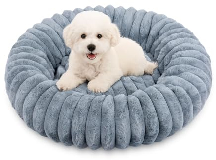 Qoosea Camas Perro Pequeños, Colchon Perro Redonda Lavable a Máquina, Cálido Colchoneta para Mascotas con Soporte de Borde y Fondo Antideslizante, Cojin Perros Diámetro 40cm