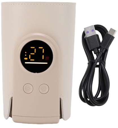 Sunicon Portable Bottle Warmer for Travel, USB Type C Universal Cordless EXCURENT TEMPERATUR CONTROL 6000MAH8000MAH10000 för resor, bil, utomhus (6000mah)