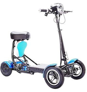 Auto Folding Electric Mobility Scooter, Long Range Portable Design, Comfortable Foldable for Easy Transport, 4 Wheel Device with LED Headlight