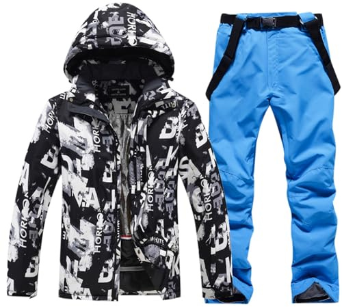 Vhersily 2025 Tuta da Neve da Uomo, Set da Sci Impermeabile, Isolata Antivento, Invernale Caldo Giacce + Pantalone Neve, Attrezzatura da Trekking, per Lavoro All'aperto, Snowboard, Arrampicata, Pesca