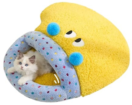 Générique Lit Caverne pour Chat,Matelas De Sommeil Chaud Et Doux De Chat | Coussin en Peluche Fermé pour Animal,pour Chambre Appartement Salon Intérieur Bureaux Coin Maison Extérieur Voyage Sol