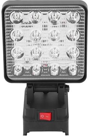 KIMISS Luz de Trabajo LED Inalámbrica de 20 V, Alto Brillo, 16 LED, Luz de Inundación Portátil, Lugar de Trabajo y Uso de Emergencia