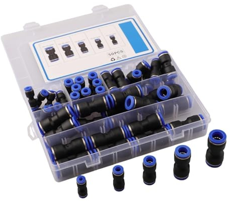 Opatiny 50 raccordi pneumatici a innesto rapido da 4-12 mm, connettori a innesto con rotazione a 360°