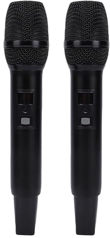 Jiawu Trådlös Mikrofon, 2-pack Professionell Trådlös Dynamisk Mikrofon, Handhållet Mikrofonsystem med Mottagare, Karaokemikrofoner för Sång, Bröllop, DJ, Tal, Kyrka