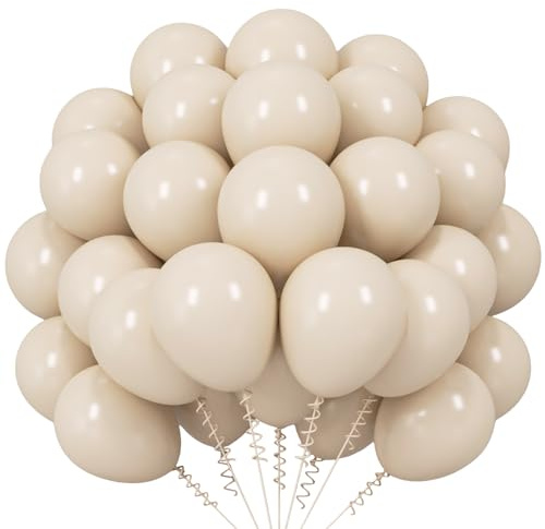 Palloncini Sabbia Bianca, 62 Pezzi Palloncini Beige, Palloncino Compleanno Sabbia Bianca, Helium Palloncino Beige Crema per Matrimonio Compleanno Battesimo Bimbo Baby Shower Decorazioni, 12 Pollici