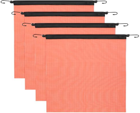 QUARKZMAN Banderines De Seguridad De Malla, 18 X 18 Pulgadas Banderín De Advertencia Con Refuerzo De Vinilo Y Cordón Elástico Alta Visibilidad Para Remolques Cruces (Naranja, Paquete De 4)