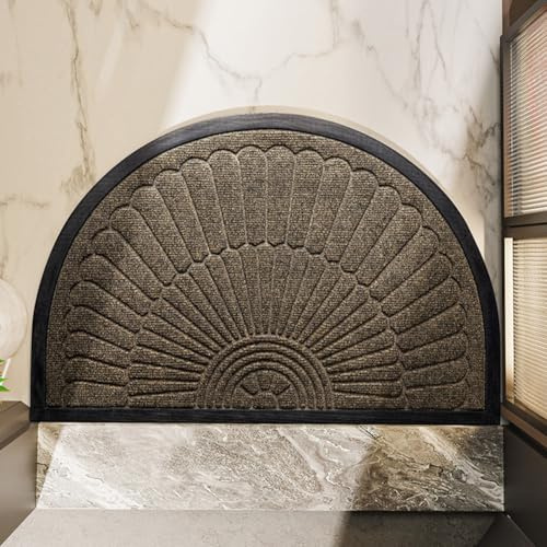 QOXEZY Tapis d'entrée avant robuste pour la maison et la terrasse, rainures nervurées, design antidérapant discret, 45,7 x 81,3 cm, utilisation en intérieur/extérieur (Doloba-Miko, 50 x 80 cm)