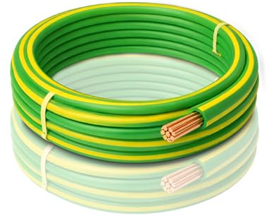 LampStation 6491X Earth Cable 6mm Green/Yellow Bonding Wire 5 Metres | BASEC approved, 450/750V single core stranded copper PVC, for CPC, circuit earthing and grounding in domestic installations