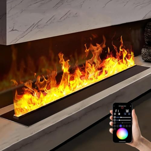 Chimenea Eléctrica de Atomización 3D，Chimenea de Vapor de Agua，Llenado Auto de Agua，Control App Mando Táctil，Instalación Sencilla，Llama Táctil，Decoración Interior Hogar Residencial(700mm)