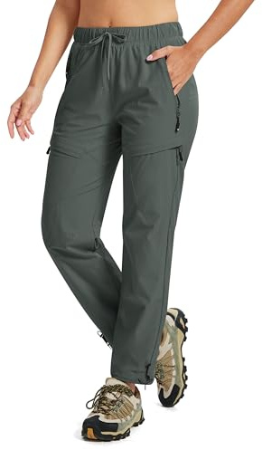 MoFiz Women's Walking Cargo Trousers Water-Resistant Travel Hiking Pants | Lightweight Quick Dry UPF 50 Outdoor Trousers for Trekking, Fishing, Safari, Cycling, Running or daily wear 5 Zip Pockets