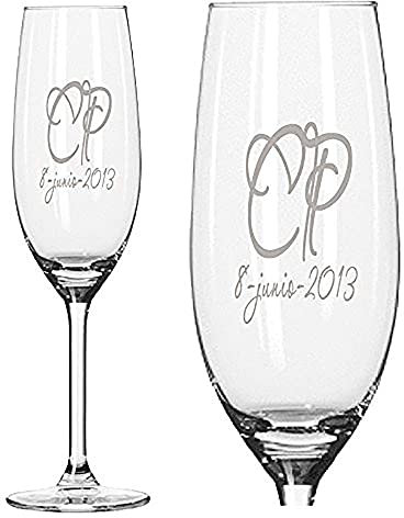 CALLE DEL REGALO Copa de cava con inciales grabadas