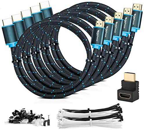 MutecPower 5 STÜCK 1m HDMI Kabel 2.0 - High Speed mit Ethernet 4Kx2K/60HZ Ultra HD 2160p/Full HD 1080p - 3D/ARC/CEC - Kabel 3-fach geschirmt - Schwarz 1 meter