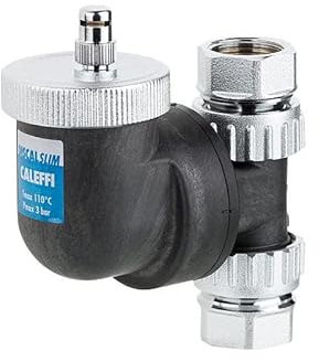 Caleffi 551802 DISCALSLIM Mikroblasenabscheider aus Technopolymer, Ø 22 mm für Kupferrohre, Anschlüsse 360° Grad Drehbar, Geeignet für Horizontale und Vertikale Rohrleitungen