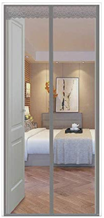 FENG Balkon fliegengitter 75x260cm, Tür Insektenschutz, Auto Schließen magnetische Adsorption, Klettverschluss, Für Türen/Patio/Wohnzimmer - Grau