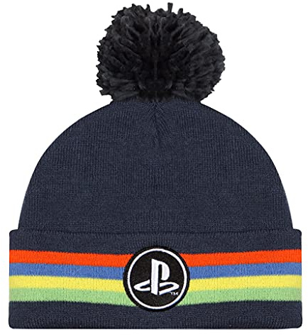 Popgear PlayStation Classic Logo Jungen Beanie mit Pom, Offizielle Ware. | PS5 PS4 Gamer Kinder Hut, Jungen-Kleidung, Spiele-Fan-Geburtstags-Geschenk-Idee