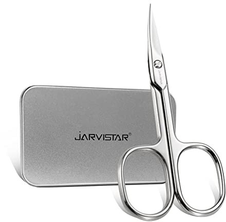 JARVISTAR Gebogener Schneide Nagelschere, Hautschere Extra Scharfe Rostfrei Edelstahl Maniküre Schere Mehrzweck Pediküre Schönheit für Nagel, Nagelhaut, Augenbrauen, Wimpern, trockene Haut, 95mm