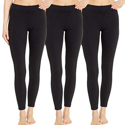 Toocool Stock 3 Pezzi Leggings Donna Termici Felpati Caldi Collant Fuseaux Nuovi S-88001 [Taglia Unica,Senza Cuciture Nero]