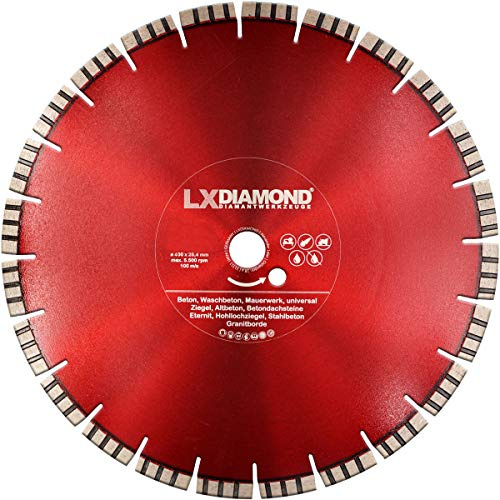 LXDIAMOND 400mm x 25,4mm Premium Diamant-Trennscheibe Geräuscharm Leise Flüsterblatt für Beton, Stahlbeton, Mauerwerk, Universal 400 mm