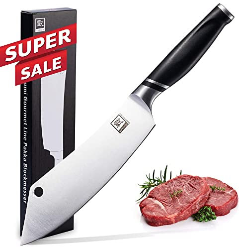 zayiko NAMI Blockmesser 34 cm Länge mit 20,5cm Klinge deutschem Edelstahl und ergonomischen Griff aus ABS, Vielseitiges Profi-Küchenmesser, BBQ Messer, Kochmesser, Fleischmesser, Tranchiermesser