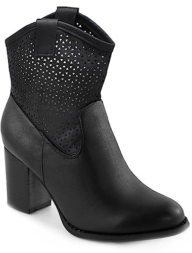 Toocool Stivali Donna Stivaletti Tronchetti Traforati Estivi Tacco Comodo G633 [39,Nero]