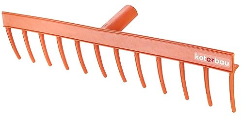 KOTARBAU® Rechen 510 mm mit 12 Zinken Harke aus Kunststoff Gartenharke Handharke Gartenrechen zum Fegen von Laub Gras Gartengeräte Gartenwerkzeug Orange ohne Stiel