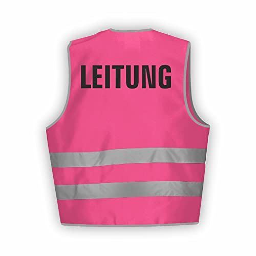Fassbender-Druck WARNWESTEN - Sicherheitsweste PINK Warnweste nach EN ISO 20471 zertifiziert - Warn Weste LEITUNG - Unisex mit hochwertigem Reflektorstreifen (PINK I M/L I 10er Set)