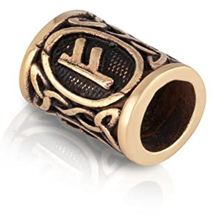 NKlaus FEHU - Bronze Futhark Rune Bartperle Germanisch Keltisch Wikinger Gothic 3169