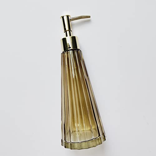 Distributeur Savon Liquide en Verre 300 ml Distributeur Liquide Rechargeable en Verre Détergent Distributeur Détergent à Vaisselle pour Savon Lotion Aromathérapie Lotions Liquides(Ambre)