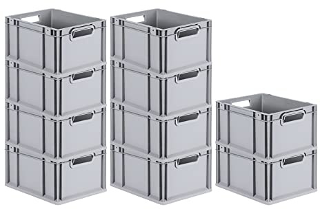 PROREGAL SuperSparSet 10x Eurobox NextGen Economy | Griffe offen |HxBxT 22x30x40cm | 20 Liter | Eurobehälter, Transportbox, Transportbehälter, Stapelbehälter
