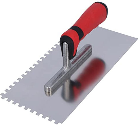 HELPMATE Truelle dentelée 6 x 6 mm – Spatule à dents professionnelle fabriquée en Allemagne en acier inoxydable – Truelle dentée 230 x 130 mm pour appliquer du mastic et de la colle à carrelage