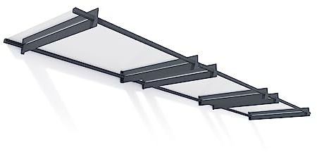 Canopia by Palram Vordach für Haustür Nancy 4500 Pultvordach 450 x 94 cm Grau Sonnenschutz Haustürvordach inkl. Regenrinne