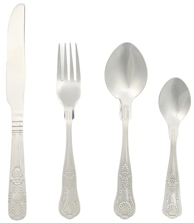 Russell Hobbs COMBO-8757 Verona Cutlery Set – 48 Piece 18/10 Stainless Steel, Table Utensils for 12 Place Settings, Dishwasher Safe, Forks/Knives/Spoons/Teaspoons Included in Set, 50 Year Guarantee