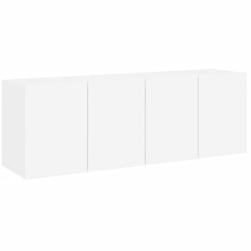 vidaXL TV Wandschrank 2 STK., TV Schrank mit viel Stauraum, Wandmontage Fernsehschrank Regal, Hängeschrank TV Möbel Ständer, Modern, Weiß