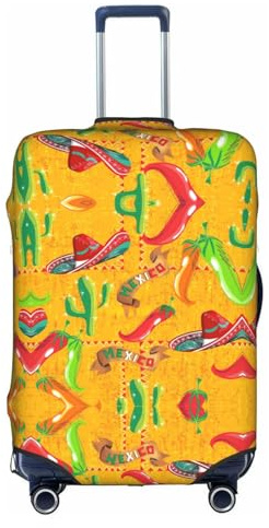 HJLUUFT Kofferschutzhülle mit Kaktushut und Chilischote, TSA-zugelassener Kofferschutz, personalisiertes Design für einfache Identifizierung, Weiss/opulenter Garten, Large
