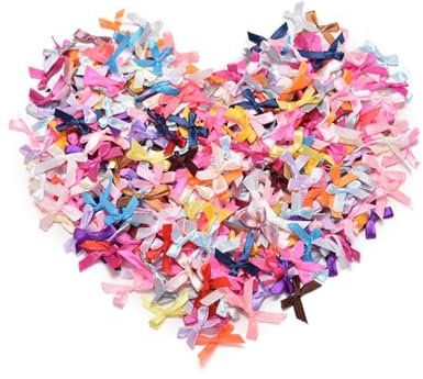 ZAMXHUG Mini Satinband Schleifen - 100 pcs 2.5 cm Satinband-Schleifen Mini Doppelseitige Farbe Bogen mini Band Bowtie für Nähen, Hochzeit Deko, Karten, DIY Basteln, Haar Bogen Hut, Geschenk