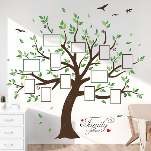 decalmile Wandsticker Baum Foto Groß Wandtattoo Stammbaum Familie(XL) | Abziehbare und Aufklebbare Wandaufkleber, DIY Abnehmbare Wandkunst Abziehbilder, Wandfreundlich, Leuchtenden Farben