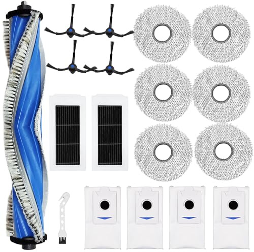 KiimSin Zubehör Ersatzteil für Ecovacs Deebot X5 Omni, X5 Pro Staubsauger roboter, 1 Hauptbürste + 6 Wischtücher + 4 Staubbeutel + 2 Filter + 4 Seitenbürsten