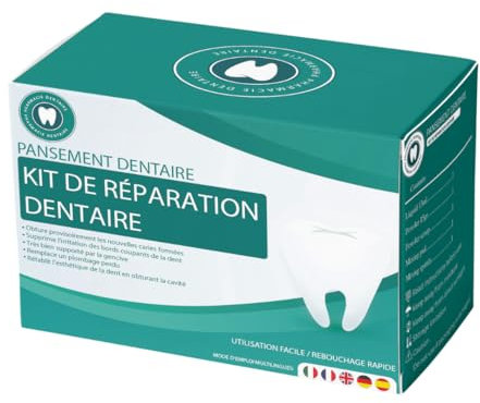 Kit Dentaire -Pansement pour Caries, Plomb Perdues, Refixe-Rebouchement couronnes et bridges. 20 applications