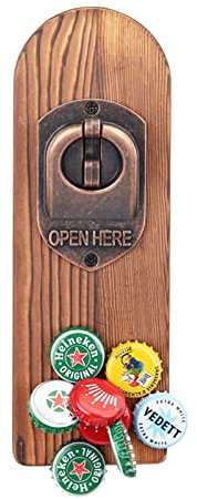 Décapsuleur mural vintage en bois avec fermeture magnétique pour bar, cuisine, terrasse, cadeau pour hommes et amateurs de bière