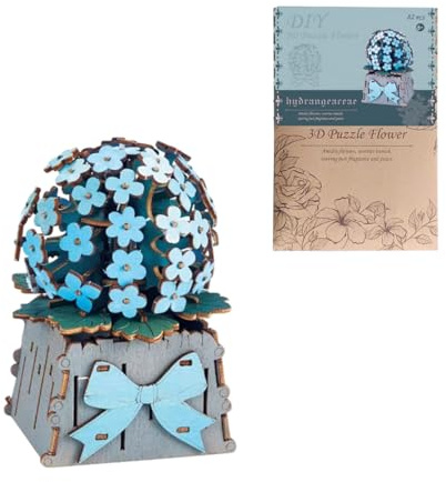 3D-Blumen-Holzpuzzles für Erwachsene, kugelförmiger Kaktus, DIY Holzblumen Modellbauset Basteln für Erwachsene, ideale kreative Geschenkideen/Einweihungsfeier (Kit Version/82+PCS)