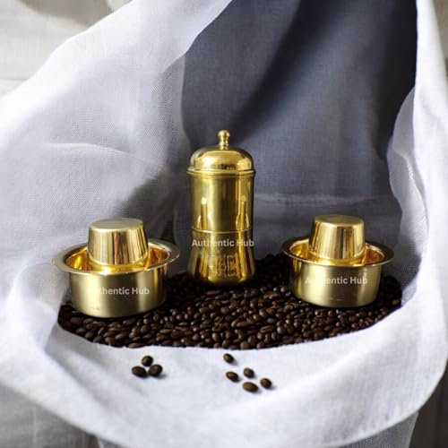 Coffee Filter, Brass Glossy Filter, 2 Cup Filter with 2 Dabara, Reusable Filter, Metal Coffee Filter, Coffee Filter Buy - AUTHENTIC HUB