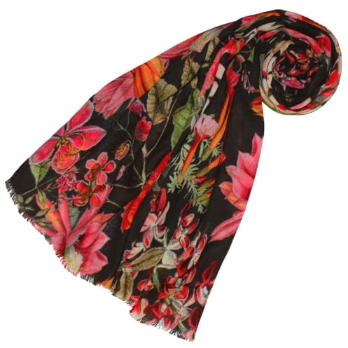 Lorenzo Cana - Damen Pashmina Schal Schaltuch aus weicher Wolle vom Merino Lamm florales Muster mehrfarbig 70 cm x 180 cm Wollschal Wolltuch 78660
