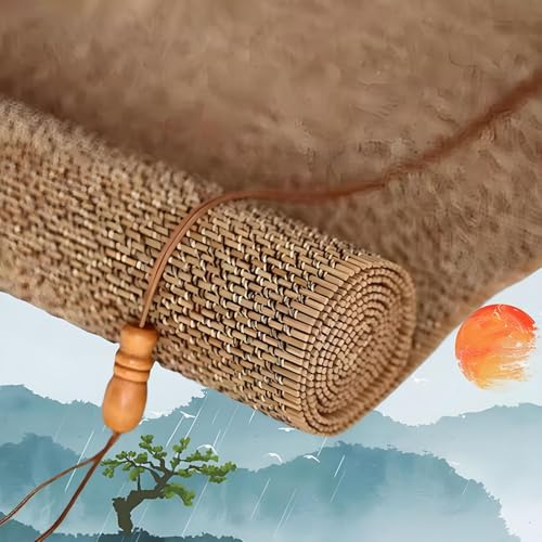 Eiauiuo Bamboo Roller Blinds, Natural Roman Blinds For Terrace, Garden, Balcony & Kitchen – UV Protection, Sun Protection, Blackout Side Pull Bamboo Blinds For Privacy Screen(100x130cm)
