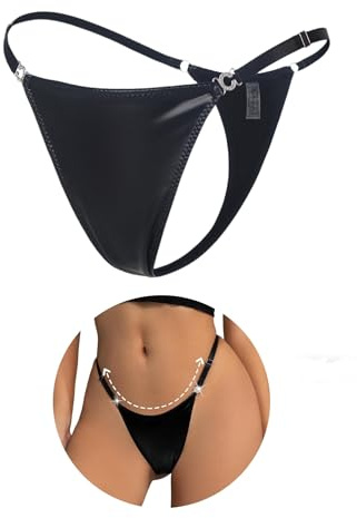comeondear Leopard Stringtrosa Dam T Tillbaka G-String Isbåt Låg Midja Trosor Plus Size, Svart, XXL